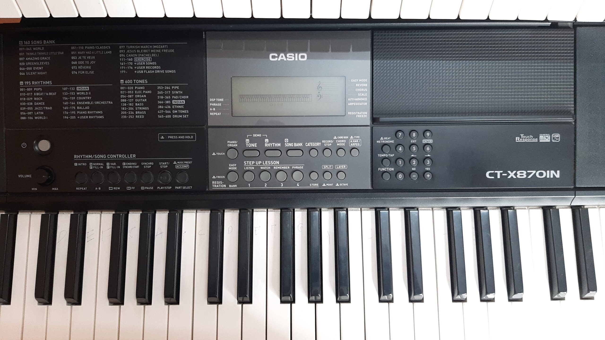 how to use midi commander app in Casio CTX 870IN